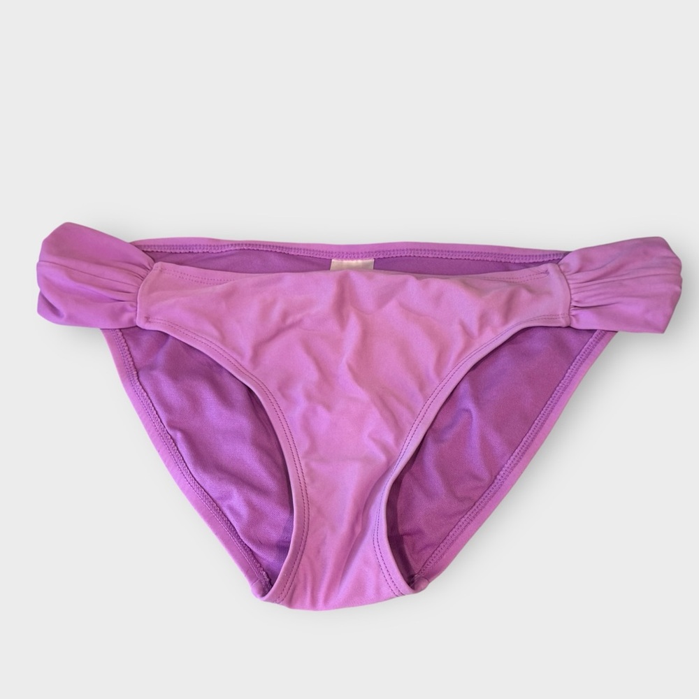 Vibrant Purple Bikini Bottom Size L Classic Cut Low-Mid Rise Ruched Separates